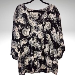 V-Neck Tunic Blouse with Embellished Neckline - 3X